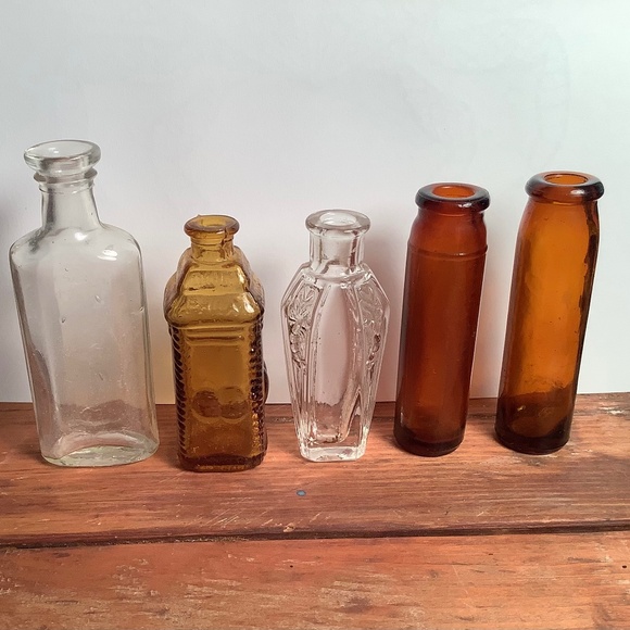 5 antique glass vials - Picture 1 of 3